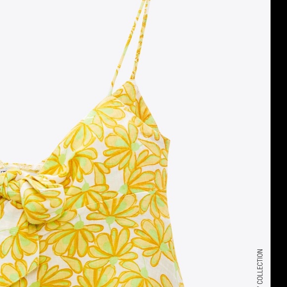 Zara top strappy flutter top yellow print - Picture 4 of 8